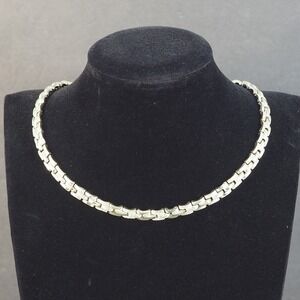 Coro Choker Necklace Link Gold Tone Textured Brushed Vintage Signed Estate Chic